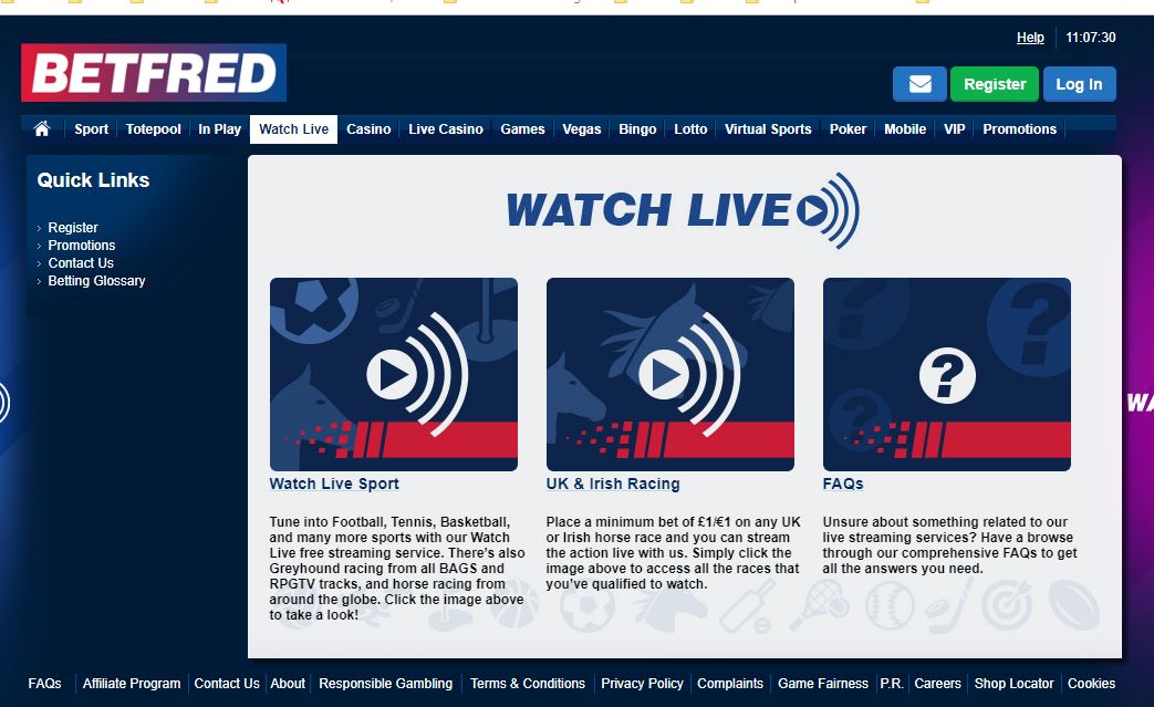 BETFRED Watch Live